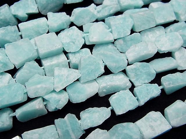 [Video] Peru Amazonite Rough Rock Nugget half or 1 strand beads (aprx.15inch/38cm)