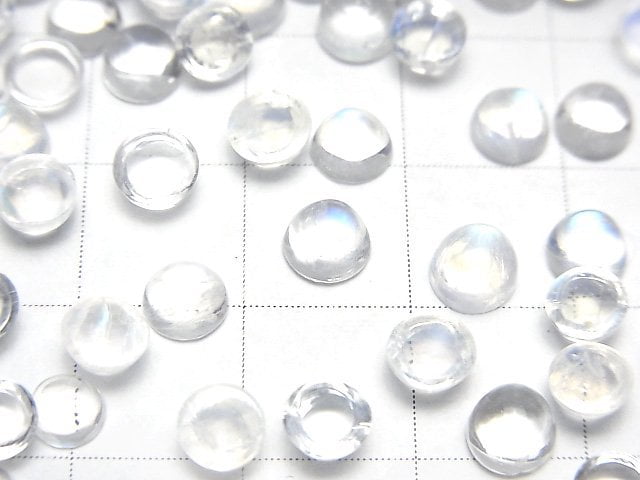 [Video]High Quality Rainbow Moonstone AAA Round Cabochon 5x5mm 3pcs