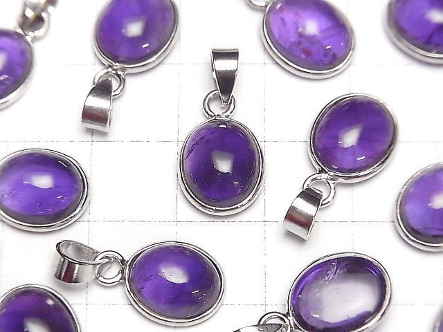 [Video]Amethyst AAA Oval Pendant 12x10mm Silver925 1pc