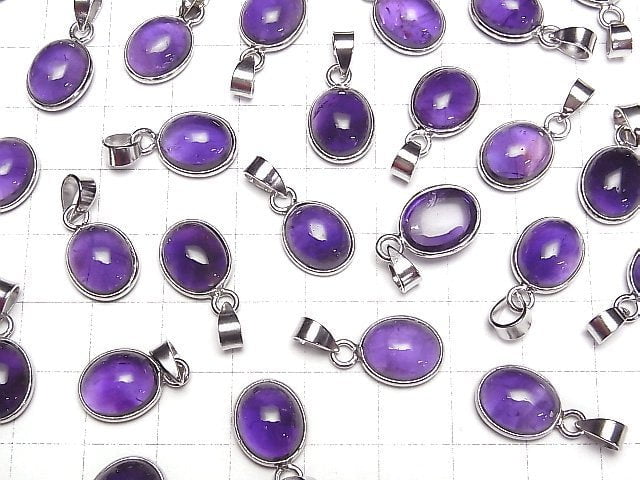 [Video]Amethyst AAA Oval Pendant 12x10mm Silver925 1pc