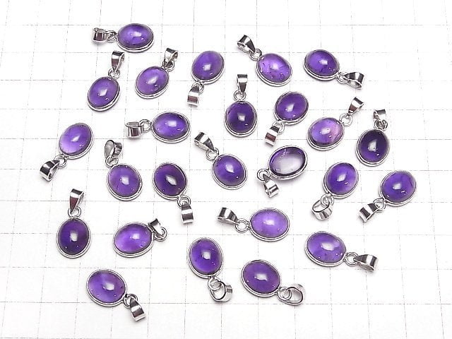 [Video]Amethyst AAA Oval Pendant 12x10mm Silver925 1pc