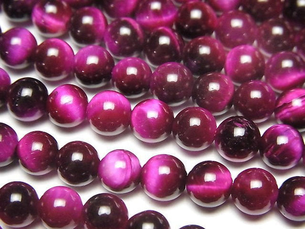 Pink color Tiger's Eye AA++ Round 6mm 1strand beads (aprx.15inch/36cm)