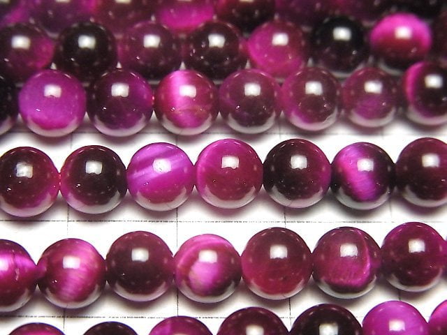 Pink color Tiger's Eye AA++ Round 6mm 1strand beads (aprx.15inch/36cm)