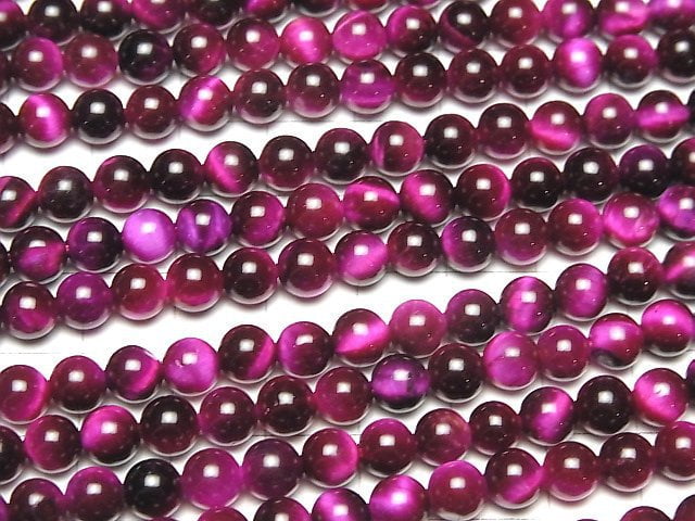 Pink color Tiger's Eye AA++ Round 6mm 1strand beads (aprx.15inch/36cm)