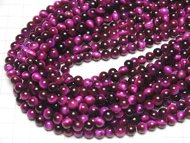 Pink color Tiger's Eye AA++ Round 6mm 1strand beads (aprx.15inch/36cm)