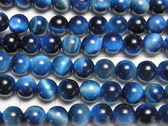 [Video] Blue color Tiger's Eye AA++ Round 6mm 1strand beads (aprx.15inch/37cm)