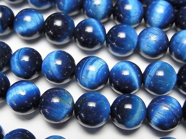 [Video] Blue color Tiger's Eye AAA- Round 8mm half or 1strand beads (aprx.15inch/36cm)