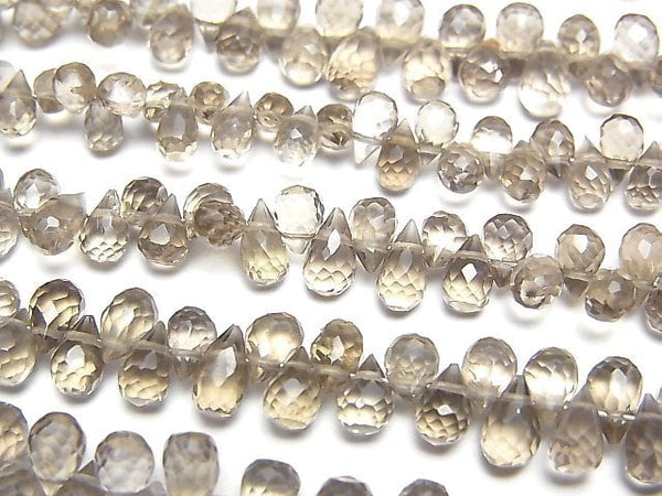 Drop, Faceted Briolette, Smoky Quartz Gemstone Beads