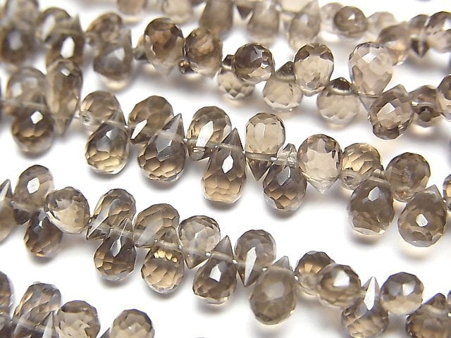 Drop, Faceted Briolette, Smoky Quartz Gemstone Beads