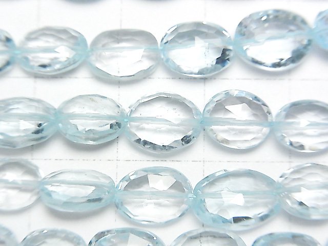 [Video]High Quality Sky Blue Topaz AAA- Faceted Oval half or 1strand beads (aprx.7inch/18cm)