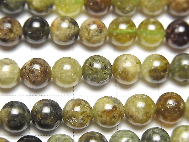 [Video]Green Garnet AA Round 6.5mm 1strand (aprx.15inch/37cm)