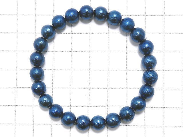 [Video][One of a kind] Meteorite Round 8mm Blue Bracelet NO.2