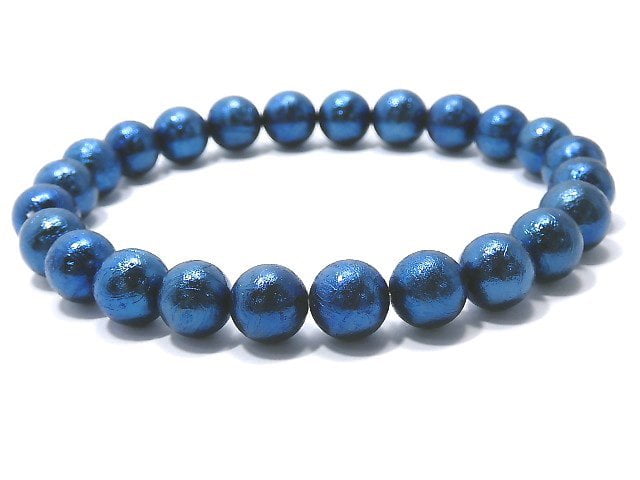 [Video][One of a kind] Meteorite Round 8mm Blue Bracelet NO.2