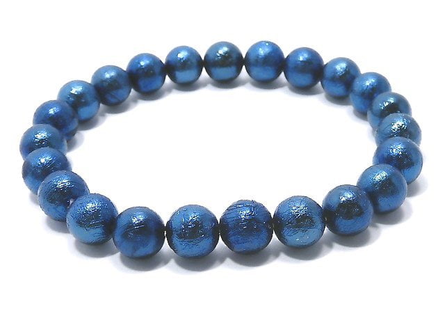 [Video][One of a kind] Meteorite Round 8mm Blue Bracelet NO.3