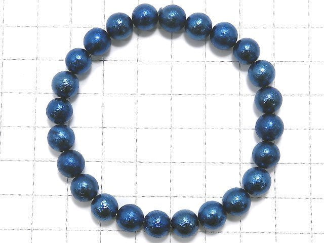 [Video][One of a kind] Meteorite Round 8mm Blue Bracelet NO.4