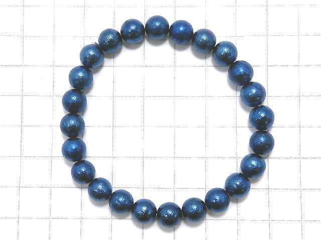 [Video][One of a kind] Meteorite Round 8mm Blue Bracelet NO.5