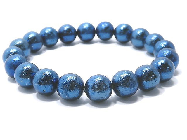 [Video][One of a kind] Meteorite Round 10mm Blue Bracelet NO.4