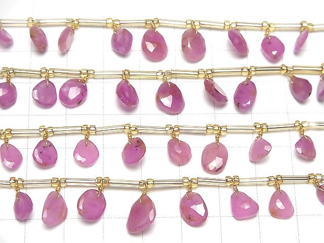 [Video] Non-heated Ruby AAA- Freeform Single-sided Rose Cut half or 1strand (18pcs )