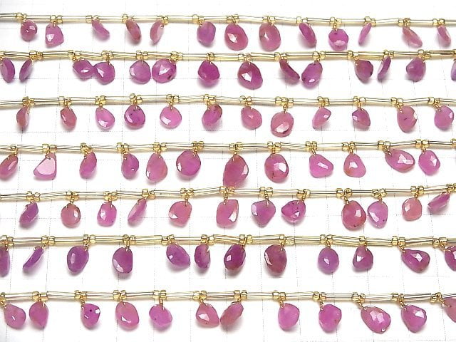 [Video] Non-heated Ruby AAA- Freeform Single-sided Rose Cut half or 1strand (18pcs )