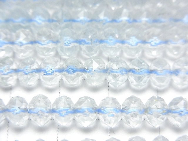 [Video]High Quality! Natural White Topaz AAA- Star Faceted Button Rondelle 6x6x4mm 1strand (aprx.15inch/36cm)