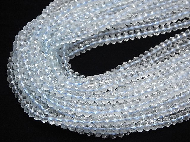 [Video]High Quality! Natural White Topaz AAA- Star Faceted Button Rondelle 6x6x4mm 1strand (aprx.15inch/36cm)