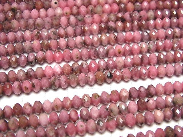 [Video]High Quality! Rhodonite AA Faceted Button Roundel 5.5x5.5x3.5mm 1strand (aprx.15inch/37cm)