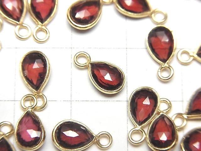 [Video]High Quality Garnet AAA Bezel Setting Pear shape 7x5mm Rose Cut 18KGP 2pcs