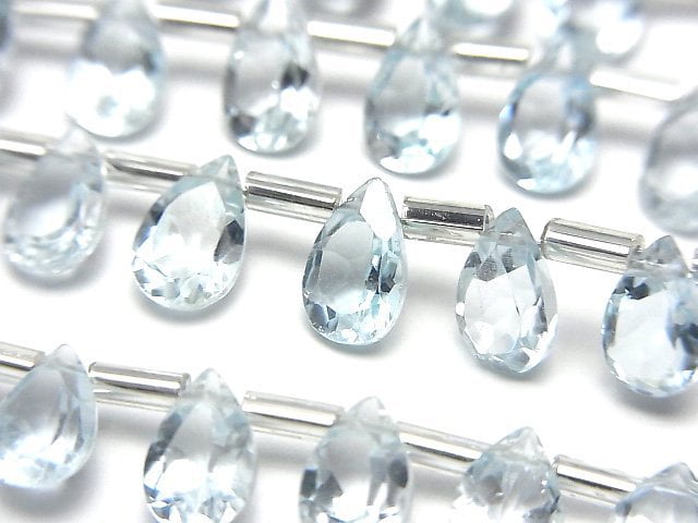 [Video]High Quality Sky Blue Topaz AAA Pear shape Faceted 8x5mm half or 1strand (28pcs)