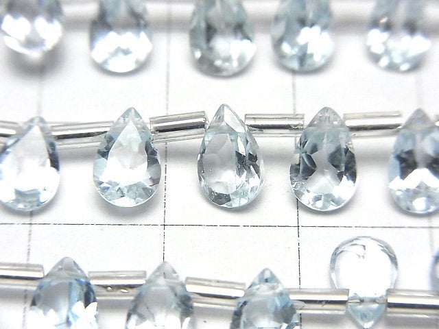 [Video]High Quality Sky Blue Topaz AAA Pear shape Faceted 8x5mm half or 1strand (28pcs)