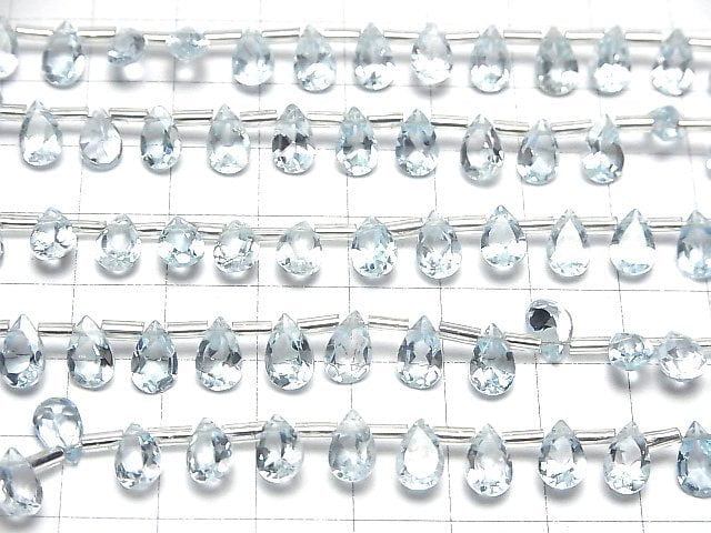 [Video]High Quality Sky Blue Topaz AAA Pear shape Faceted 8x5mm half or 1strand (28pcs)