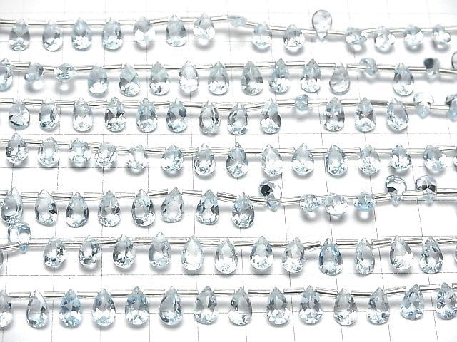 [Video]High Quality Sky Blue Topaz AAA Pear shape Faceted 8x5mm half or 1strand (28pcs)