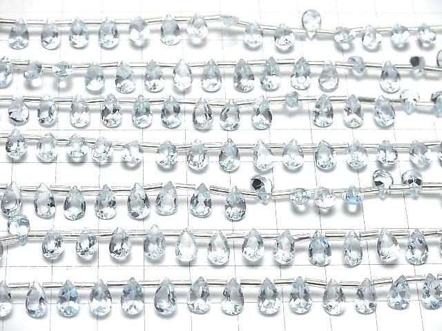 [Video] High Quality Sky Blue Topaz AAA Pear Shape Faceted 8x5mm Half or 1 Strand (28pcs)