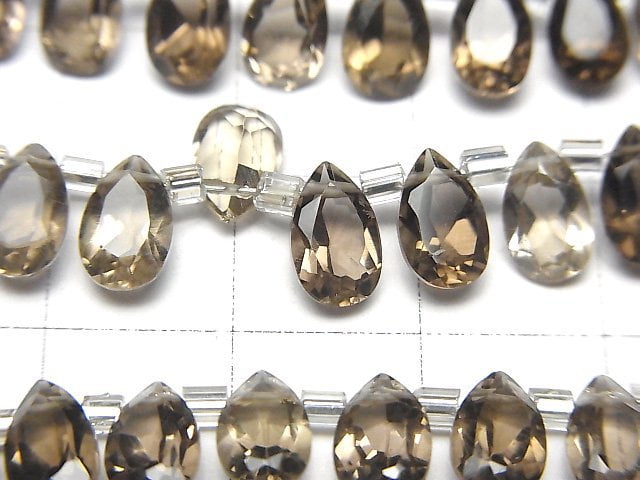 [Video]High Quality Smoky Quartz AAA Pear shape Faceted 8x5mm half or 1strand (28pcs )