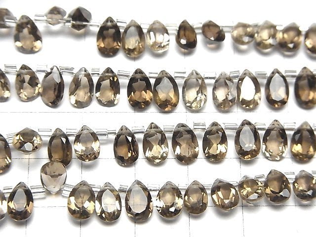 [Video]High Quality Smoky Quartz AAA Pear shape Faceted 8x5mm half or 1strand (28pcs )