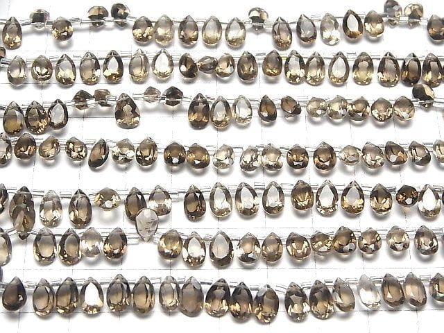[Video]High Quality Smoky Quartz AAA Pear shape Faceted 8x5mm half or 1strand (28pcs )