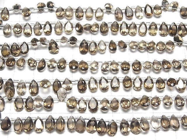 [Video]High Quality Smoky Quartz AAA Pear shape Faceted 8x5mm half or 1strand (28pcs )