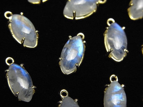 Bezel Setting, Marquise, Rainbow Moonstone Gemstone Beads