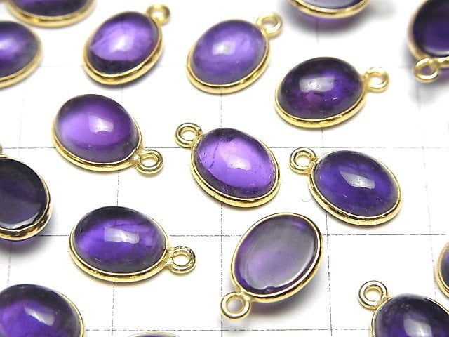 [Video]High Quality Amethyst AAA- Bezel Setting Oval 9x7mm 18KGP 2pcs