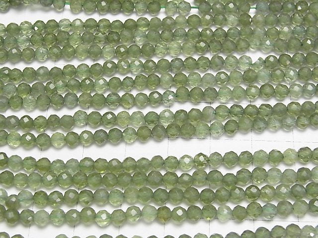 [Video] High Quality! Green Apatite AA++ Faceted Round 4mm 1strand beads (aprx.15inch/36cm)