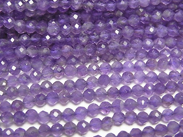 High Quality!  Amethyst AA+ Faceted Round 3mm  1strand beads (aprx.15inch/37cm)