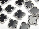 [Video] Onyx Flower Charm 11x11mm [Both Sides] Silver925 1pc
