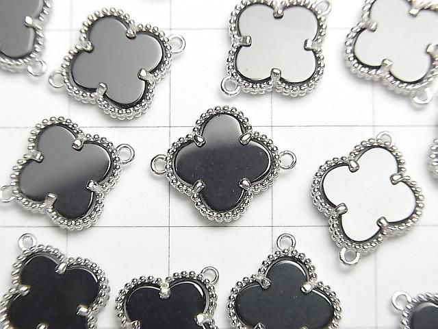 [Video] Onyx Flower Charm 11x11mm [Both Sides] Silver925 1pc