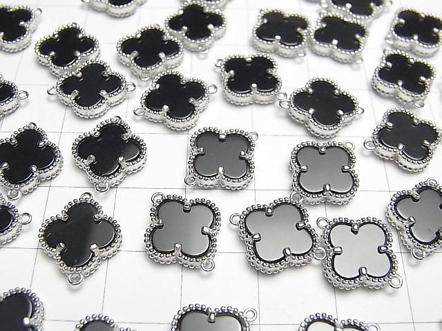 [Video] Onyx Flower Charm 11x11mm [Both Sides] Silver925 1pc