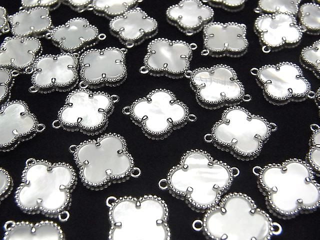 White Shell Flower Charm 11x11mm [Both Sides] Silver925 1pc