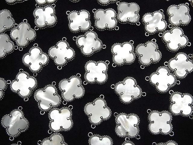 White Shell Flower Charm 11x11mm [Both Sides] Silver925 1pc
