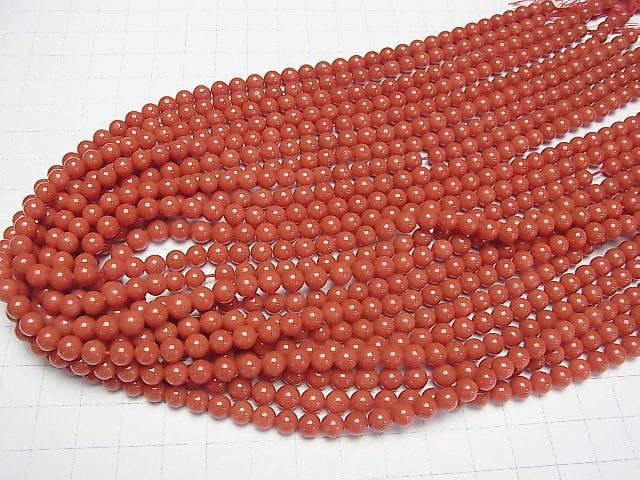 [Video] Sardinia Genuine Coral, Red Coral Round 6mm 1/4 or 1strand beads (aprx.17inch/43cm)