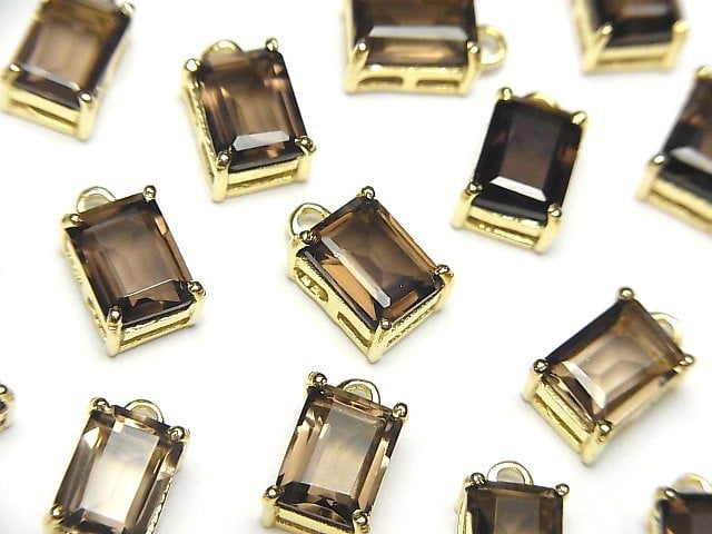 Bezel Setting, Rectangle, Smoky Quartz Gemstone Beads