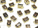 [Video]High Quality Smoky Quartz AAA Bezel Setting Rectangle Faceted 8x6mm 18KGP 2pcs