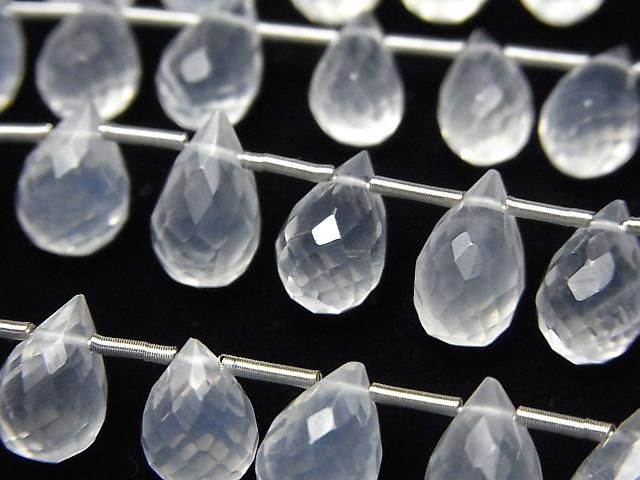 優質巴西冰石英 AAA 水滴刻面梨形半串或 1 串珠子 (約 7 英寸/18 厘米)