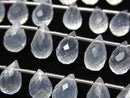 Crystal Quartz, Drop, Faceted Briolette Gemstone Beads